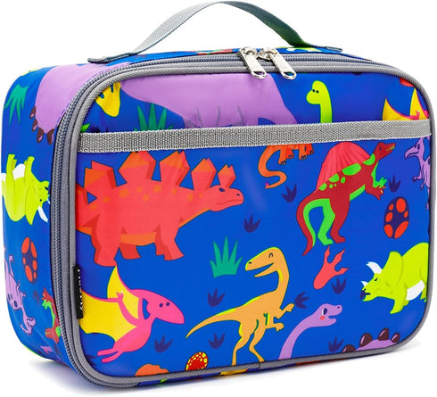 FlowFly Kids Lunch box Insulated Soft Bag Mini Cooler Back to School Thermal Meal Tote Kit for Girls, Boys, Dinosaur...
