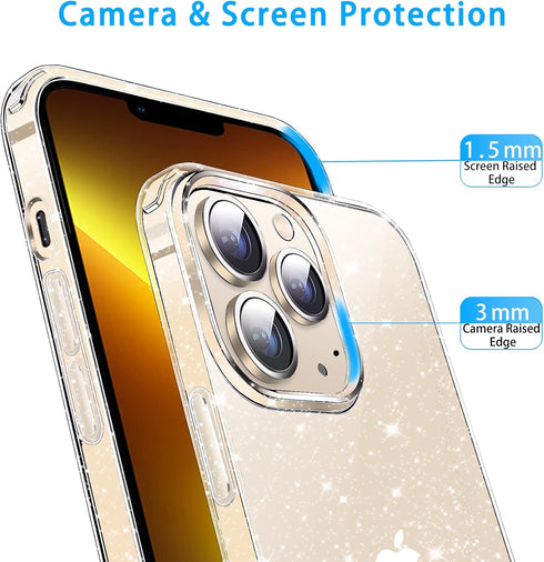Compatible with iPhone 13 Pro Max Case, Clear Glitter Sparkle Bling Slim Bumper Cover Soft Shockproof Phone Cases for iPhone 13 Pro Max (6.7 inch)...