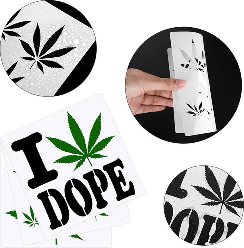 3 Pieces Pot Leaf Stencil Weed Leaf Stencils Reusable Leaf Painting Stencil for DIY Wall Painting Crafts Making Decoration Supplies...