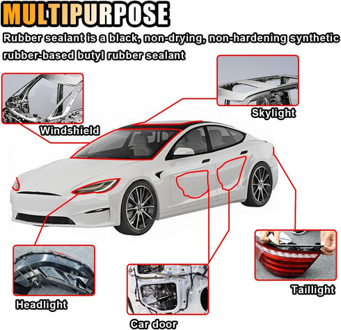 8MM×13Ft Butyl Rubber Sealant Tape, Waterproof Butyl Rope Putty Tape, Headlight RV Sealant Repair Butyl Seal Tape, Sound Deadening Caulk Tape for ...