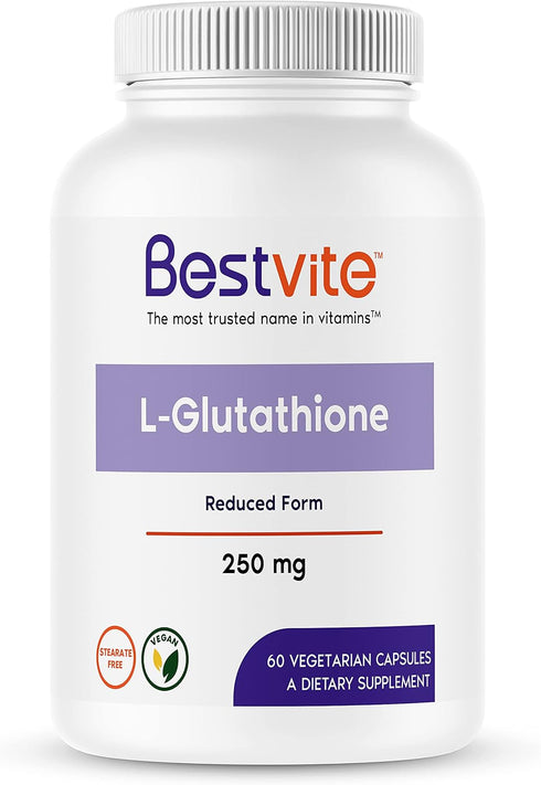 BESTVITE L-Glutathione 250mg (60 Vegetarian Capsules) - No Stearates - Vegan - Non GMO - Gluten Free...