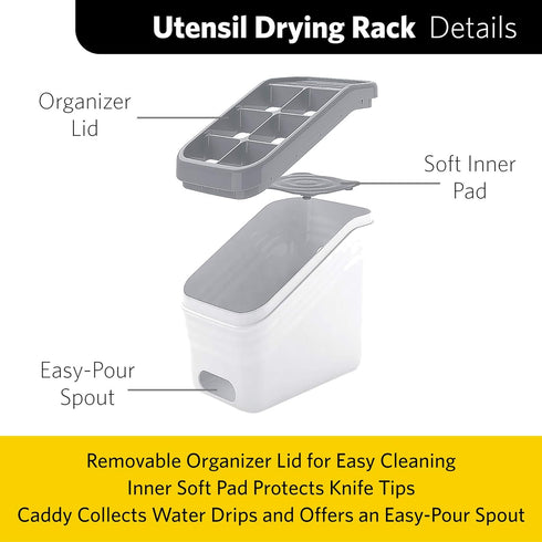 Glad Utensil Drying Rack for Kitchen Counter | Silverware Holder and Cutlery Drainer | Sink Organizer Caddy with 6 Compartments and 3 Knife Slots ...
