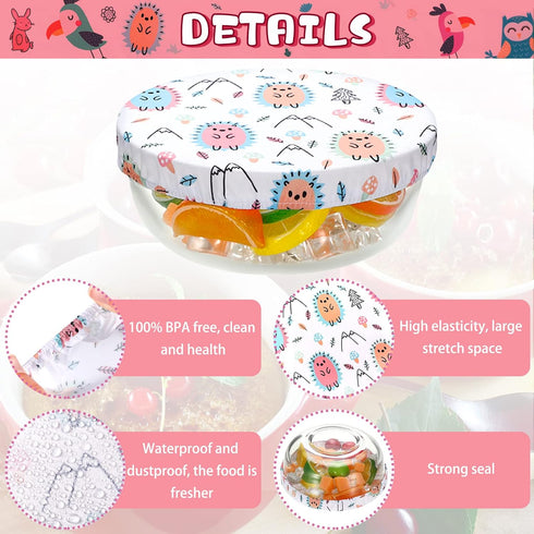 Patelai 10 Pieces Bowl Covers Reusable in 5 Size Stretch Cloth Fabric Bowl Covers Elastic Food Storage Covers Cotton Bread Bowl Covers Reusable Li...