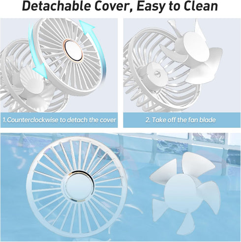 Portable Handheld Fan, 3-in-1 Handheld 5-Speed USB Rechargeable Folding Fan with Base & Digital Display, Foldable Fan for Commuting, Travel, White...