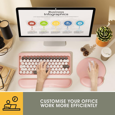 GIM Ergonomic Keyboard Wrist Rest and Mouse Pad with Wrist Support, Memory Foam Mouse Cushion Anti-Slip Computer Wrist Rest Pad for Comfortable Ty...