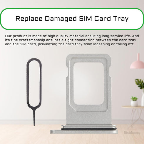 for iPhone 11 Silver SIM Card Tray Holder Replacement Single SIM Version for iPhone11 Card Slot with Waterproof Rubber Ring Repair Tool Fix Kit SI...