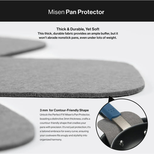 MISEN Pan Protector Set - Shield Your Cookware with Heavy Felt - Prevent Scratching or Chipping - Thick & Durable, Yet Soft | Contour-Friendly Sha...