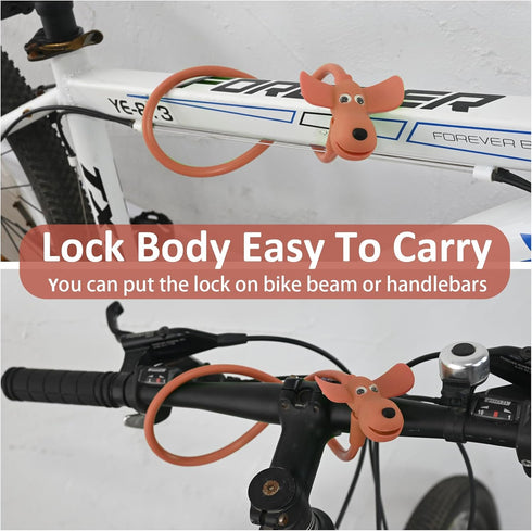 Bike Cable Lock,Cable Lock with Keys,Silicone Covered Bike Lock Kids Cable Lock Cartoon Lock,2 Feet Lock for Bike,Door,Skateboard,Helmet and More ...