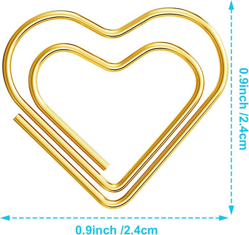 100Pcs Cute Heart Paper Clips,Smooth Stainless Steel Heart Wire Paperclips Small for Office Supplies Wedding Women Girls Kids Students Paper Docum...