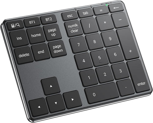 iClever Number Pad, Aluminum Wireless Number Pad for Multi Devices, USB-C Rechargeable, External 34-Keys Bluetooth Keyboard for Data Entry, Compat...