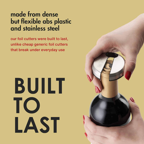 Vintorio Easy Wine Foil Top Cutter - Cut Bottle Capsules and Neck Labels - Sharp Remover for Wine Seals - Tough Metal, Stainless Steel Plated Body...
