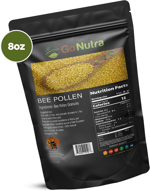 Go Nutra Bee Pollen Granules Pure | Fresh Harvest, Natural Superfood, Raw Sweet Flavor | Rich in B Vitamins, Minerals, Protein, & Antioxidants | K...