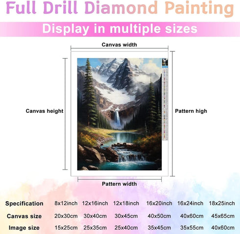 Landscape Diamond Painting Kits Waterfall Mountain Lake Gem 5D Art Painting Kits for Adults Nature Scenery DIY Diamond Painting Accessories for Ho...