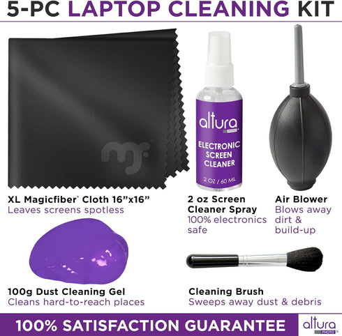 Altura Photo Laptop Cleaning Kit 5 pc - Keyboard Cleaning Kit - Includes Laptop Screen Cleaner, Air Blower, Brush, Keyboard Gel, & Microfiber Clot...