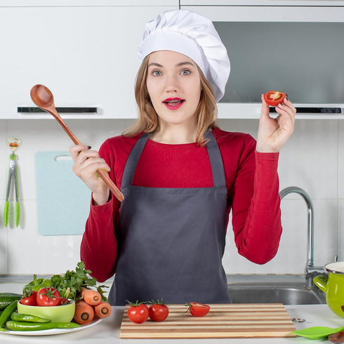 10.8 Inch Long Handle Wooden Spoons, Korean Spoon with Handle Spoon for Cooking, Wood Soup Spoons for Korean Food Soup Cooking Mixing Stirring Kit...