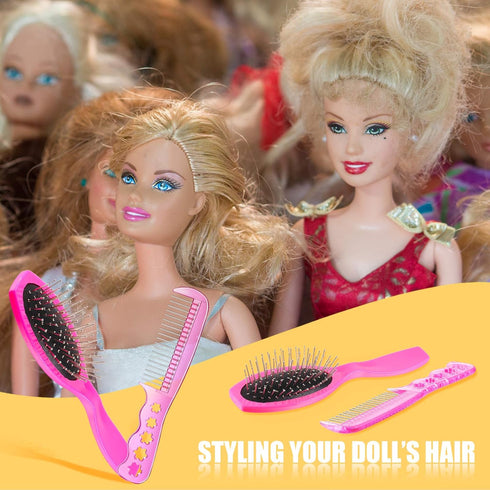 Patelai 4 Pieces Doll Hair Brush Plastic Pink Wig Accessories for 18 Inch Dolls and Other Hair Care Accessories, 2 Style...