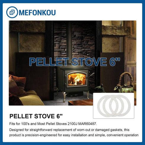 6" Pellet Stove White Gasket for Combustion Exhaust Fan Mounting Blower to Housing Seal with 100's and Most Pellet Stoves 2100J (3/pack)...