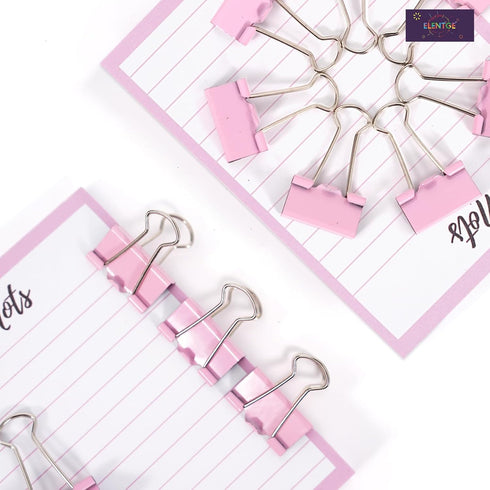 6pcs Pink Office Supplies Set, Pink Desk Accessories, Stapler Binding Set for Women with Paper Clip, Neutral Pen, Long Tail Clip, Horizontal Noteb...