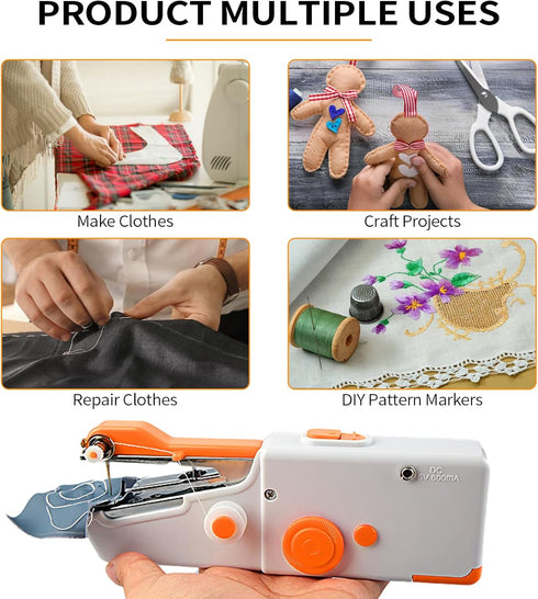 Hand held Sewing Machine, Portable Sewing Machine Handheld for Quick Stitching 33Pcs, Mini Sewing Machine for Beginners Suitable for Home Travel D...