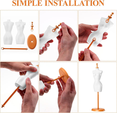 4pcs Doll Cloth Gown Display Support Holder Mini Mannequin Model Stand Plastic Display Support Holder for Doll...