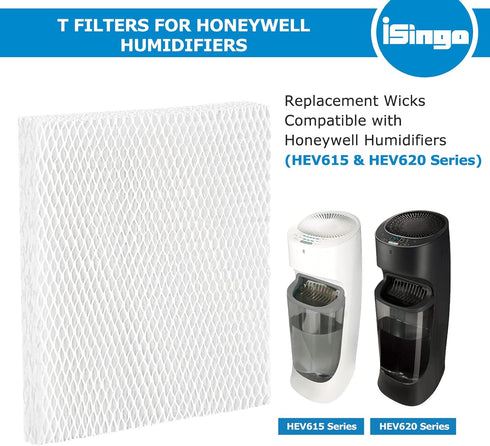 iSingo Humidifier Wicking HFT600 Filter T for Honeywell Hev615 Hev620 Humidifier, Compatible with Honeywell HFT600 Humidifier Filter T Compare to ...