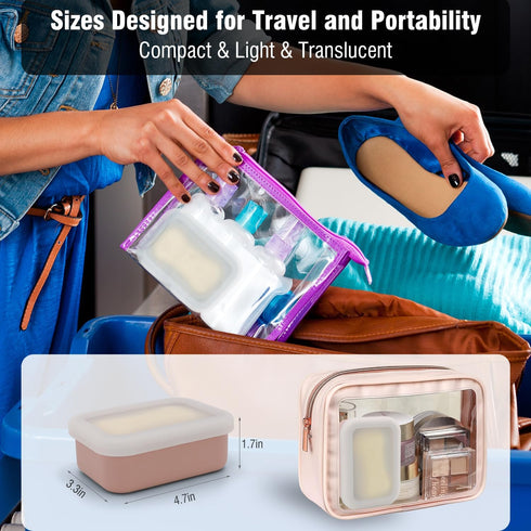 Compact Leakproof Travel Soap Case, Silicone Travel Soap Container, Portable Soap Box with Drainage Layer, Shatterproof Soap Holder for Bathroom, ...