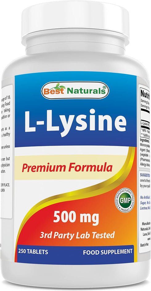 Best Naturals L-Lysine 500 mg 250 Tablets...