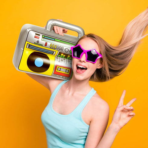 3PCS Inflatable Boombox and Mobile Phone - 80s 90s Party Supplies Decorations Cosplay Props - Rappers Hip Hop B-Boys Costume Accessory...