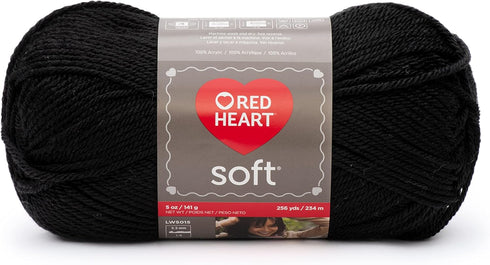 Red Heart Soft Black Yarn - 3 Pack of 141g/5oz - Acrylic - 4 Medium (Worsted) - 256 Yards - Knitting/Crochet......
