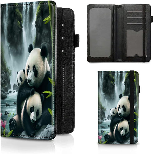 Checkbook Cover Cute Panda Pattern Premium Leather Check Book Holder Wallet with RFID Blocking Function for Men and Women...