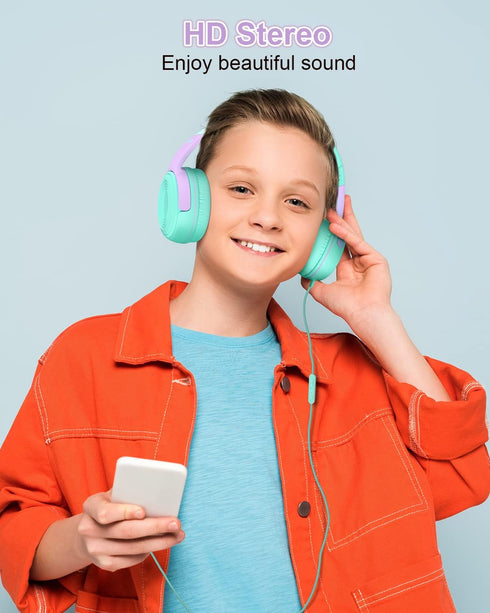 ELECDER Kids Headphones, S8 Wired Headphones for Kids with Microphone for Boys Girls, Adjustable 85dB/94dB Volume Limited, 3.5 mm Jack for/Kindle/...