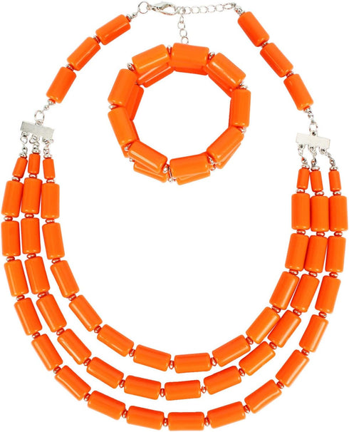 Fashion Handmade Bead Multilayer Statement Necklace Bracelet Earrings Jewelry Set...