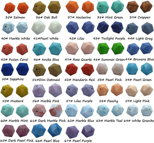 50pcs 14mm Silicone Polyhedron Pearl Beads Silicone Icosahedron Beads for Keychain Mom Necklace Making DIY Craft Jewelry Beading Accessory...