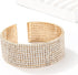 Sparkly Silver/Gold Simple Multi-layer Rhinestone Cluster Wide Cuff Bangle Wedding Jewelry for Women Bridal Statement Bracelet...