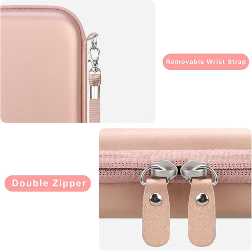 Canboc Carrying Case Compatible with KODAK Printomatic Digital Instant Print Camera, Zipper Mesh Pocket fit Photo Paper and Cable, Rose Gold (Case...