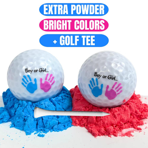 Gender Reveal Golf Balls Exploding Golf Ball Set (1 Pink + 1 Blue + 2 Wooden Tees per Pack) Girl or Boy Baby Reveal Ideas | Announcement Party The...
