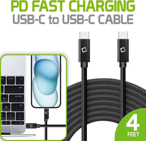 Type C to Type C Data Charging Cable, 4ft (1.2m) long Reversible USB Type-C Charge & Data Sync Cable for Samsung Galaxy S8/S8 Plus, Nintendo Switc...