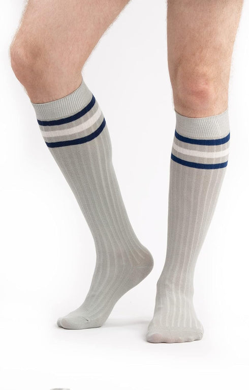 Sirici Knee Socks | 4 Pairs Striped Cotton Knee High Socks For Women | Tube Socks for girls (White w...