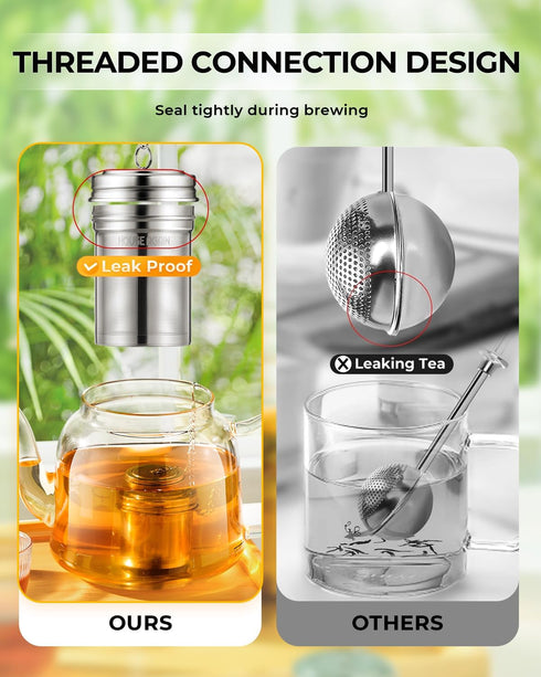 House Again Tea Infuser, Extra Fine Mesh Tea Strainers for Loose Tea, 18/8 Stainless Steel Tea Strainer with Extended Chain Hook, Tea Steeper for ...