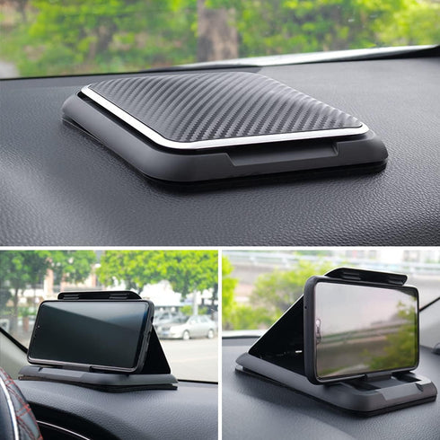 Car Phone Holder Mount, Silicone Carbon Fiber Pattern Car Phone Mount for Automotive Dashboard, Universal for iPhone Pro Max SE XS XR Plus, Samsun...