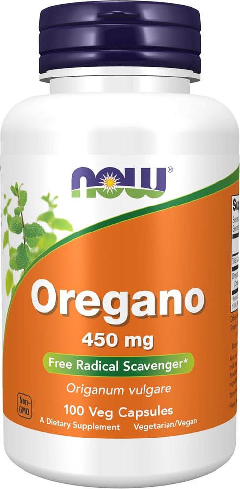 NOW Supplements, Oregano (Origanum vulgare) 450 mg, Free Radical Scavenger*, 100 Veg Capsules...