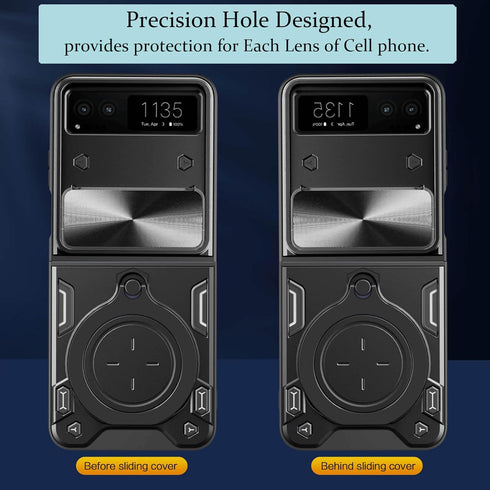 for Motorola razr 2023 Case/Moto Razr 2023 Case,Metal Ring Holder Stand Cover for Women Men,Razr 2023 Case Camera Protector,Full Protection Shockp...