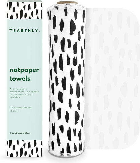Reusable Paper Towels - 10 PACK - Roll of Washable Cotton Cloth Paper Towels - Paperless Reusable Napkins Cloth Washable - Absorbent + Long Lastin...