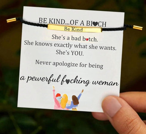Be Kind of a B Tube Bracelet, Adjustable Hand Bradied Wrap Stainless Steel Handmade Engraved Inspirational Bracelet for Women To My Daughter/Best ...