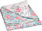 2 Ply Silky Mink Embroidered Baby Blanket, Reversible Garden Rose Print, (Aqua, 30 in. x 40 in.)...