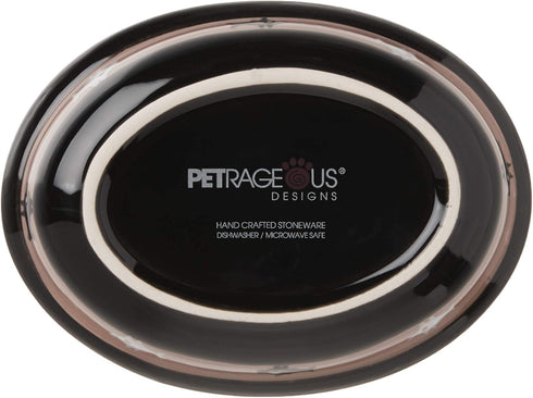 PetRageous 10070 Oval City Pets Stoneware Cat Bowl 6.25-Inch Wide and 1.5-Inch Tall Saucer with 1-Cup Capacity is Dishwasher and Microwave Safe fo...