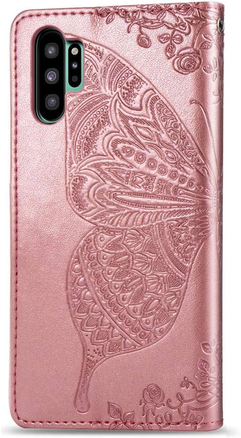 Samsung Galaxy Note 10 Plus Case Bling Diamond Butterfly Embossed Wallet Flip PU Leather Magnetic Card Slots with Stand Cover for Samsung Galaxy N...