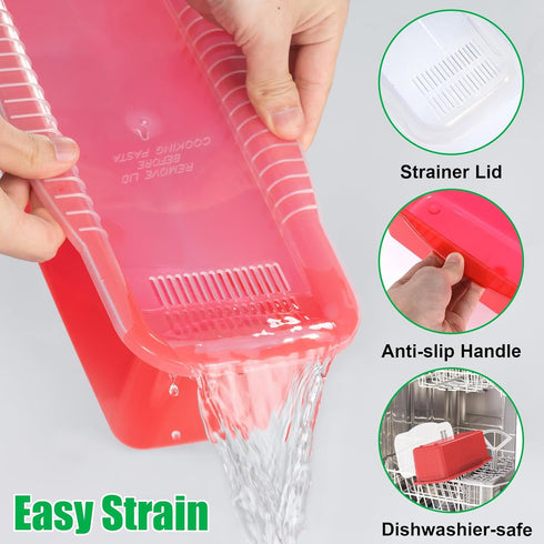 Potahouse® Microwave Pasta Cooker with Strainer Lid, Quick Cooking in 10-15 Min Spaghetti Cooker Microwave Steamer for Dorm Kitchen Offices Colleg...