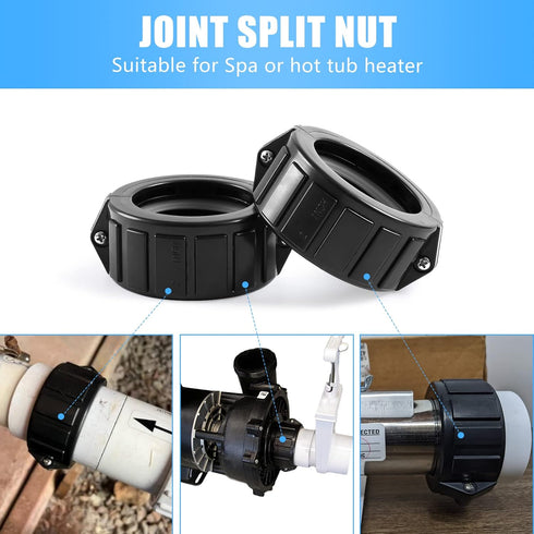 Pump Union Split Nut Repair Kit for Hot Tub Parts Pump Union 2" MBT - 0121109020 400-5301 Spa hot tub Split nut Pair w/Screws...