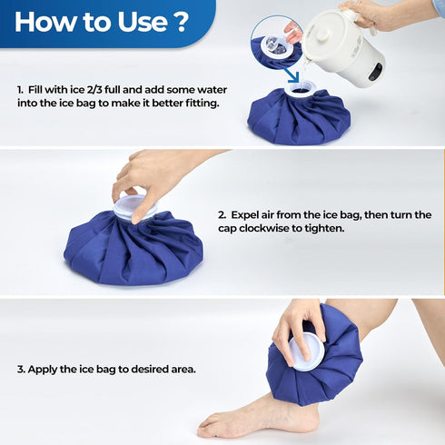 Ice Pack for Injuries Reusable: Ohuhu 3 Packs Ice Cold Packs Ice Bag Hot Water Hot & Cold Therapy Pain Relief for Knee Leg Injury No-Leak Breathab...